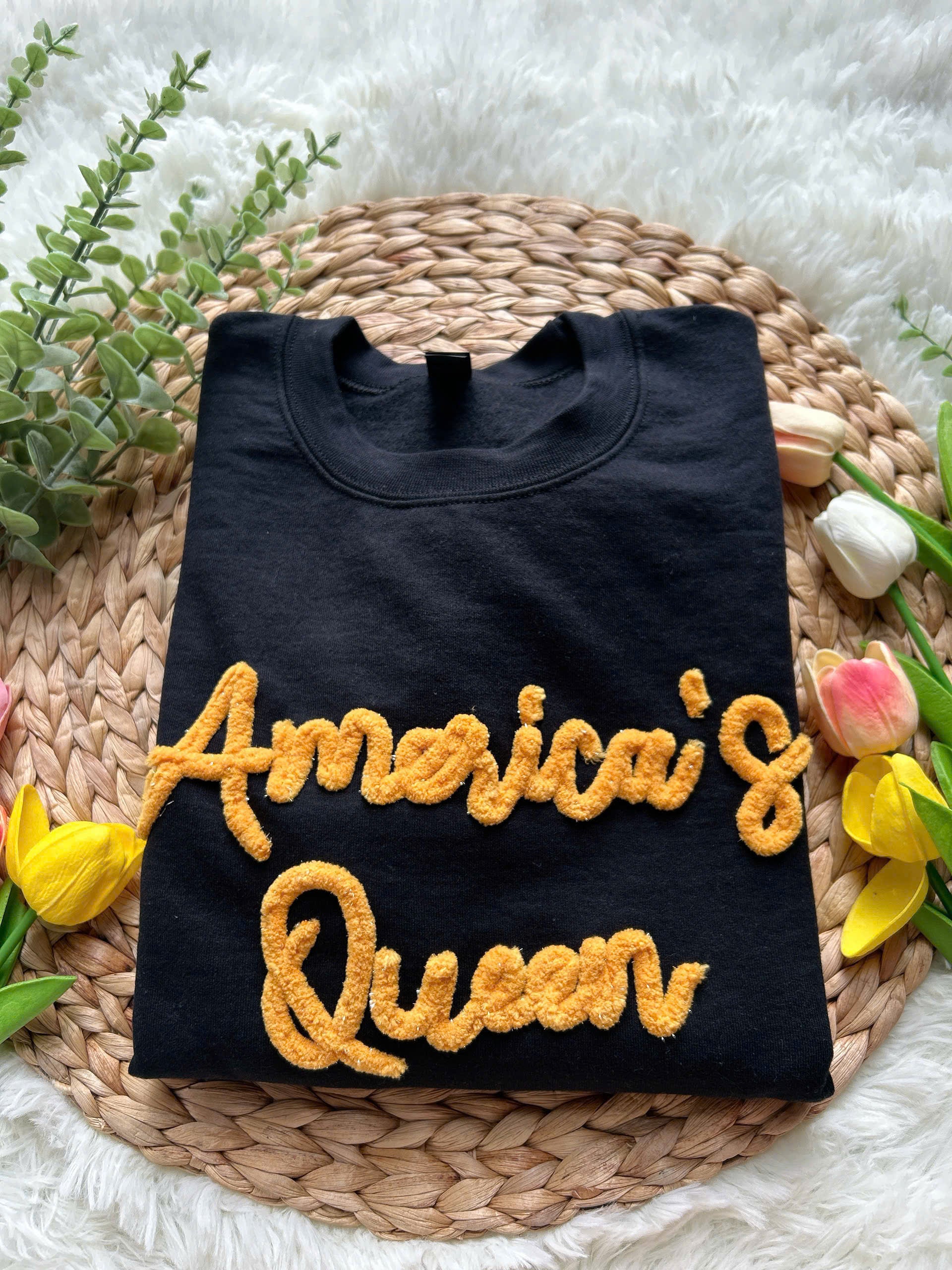 Custom Name Chenille Yarn Embroidered Sports Team Hoodie