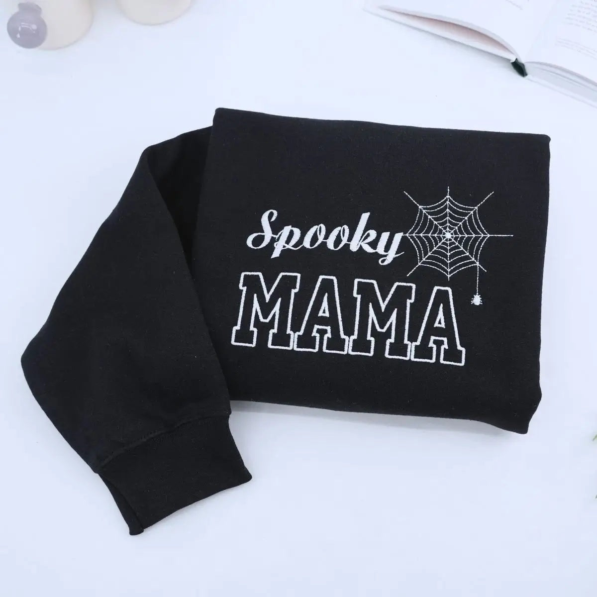 Custom Spooky Mama T-Shirt, Sweatshirt Or Hoodie, Fall Sweatshirt, Embroidered Gift for Mama, Halloween Gift for Moon