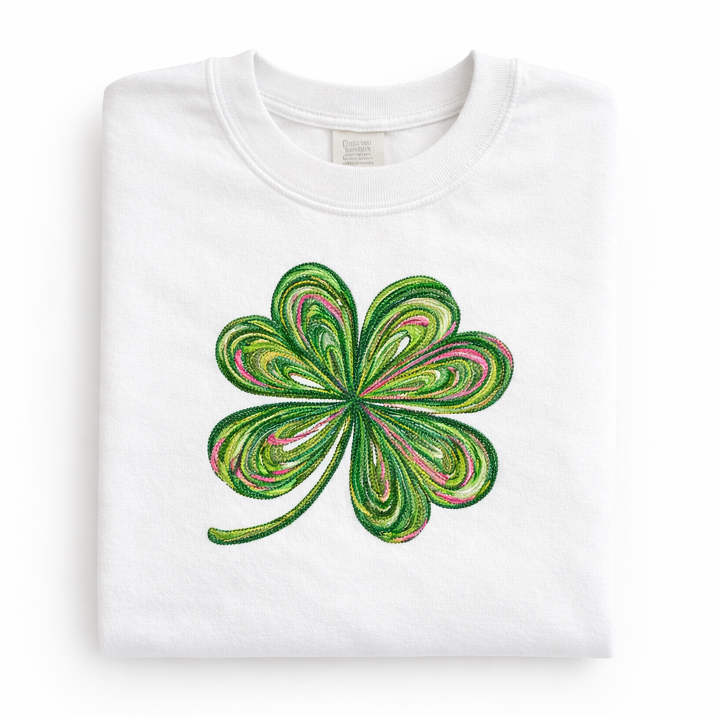St Patricks DayEmbloidered Sweatshirt Lucky Shamrock Tshirt Cute Saint Patrick's Party Tee Four Leaf Clover T-shirt Irish Retro Shenanigans