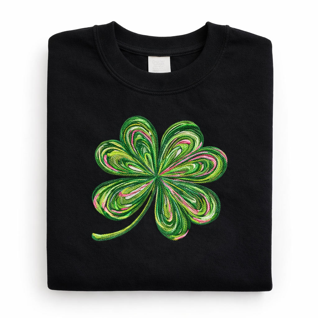 St Patricks DayEmbloidered Sweatshirt Lucky Shamrock Tshirt Cute Saint Patrick's Party Tee Four Leaf Clover T-shirt Irish Retro Shenanigans