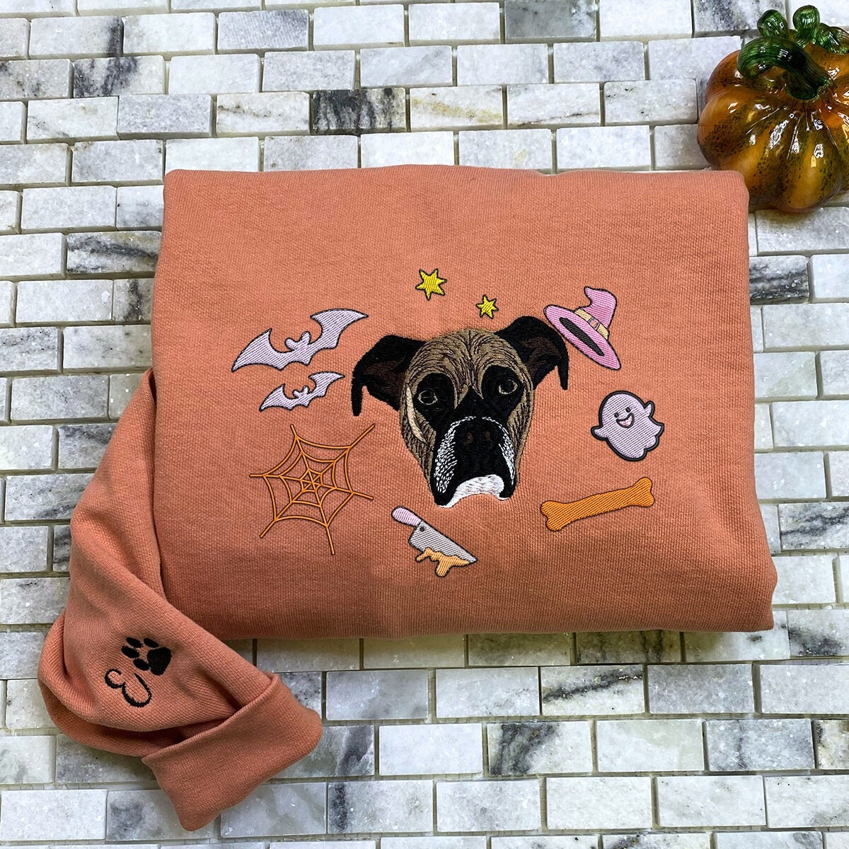 Comfort Colors® Custom Embroidered Halloween Dog Portrait T-Shirt or Sweatshirt