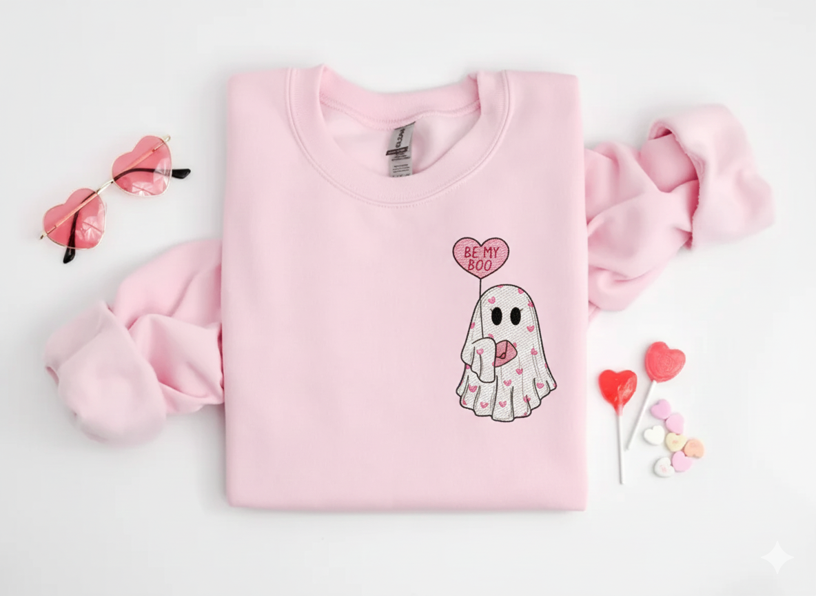 Be My Boo Sweatshirt, Ghost Sweater, Valentines Day Hoodie, XOXO Sweatshirt, Women Valentines Day Sweatshirt, Heart Sweatshirt