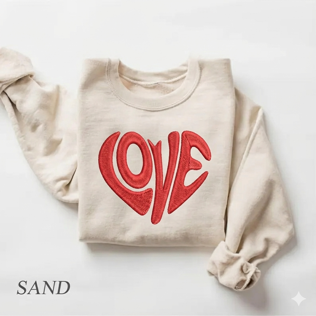 Love Heart Sweatshirt, Valentines Day Pullover, Minimal Love Sweater, Romantic Gift for Her, Cute Valentine Outfit