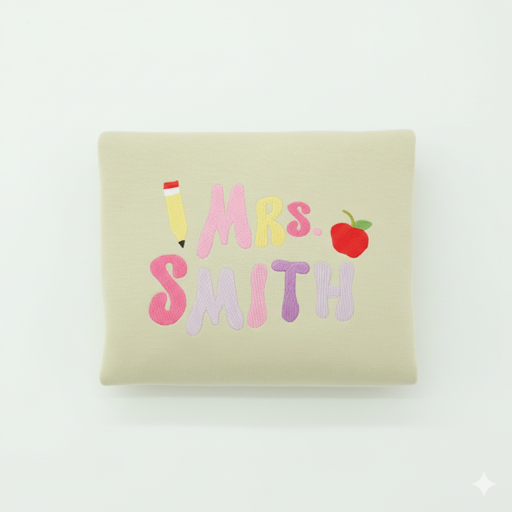 Embroidered Teacher Sweatshirt: Personalized Pencil Design - Back To School Gift