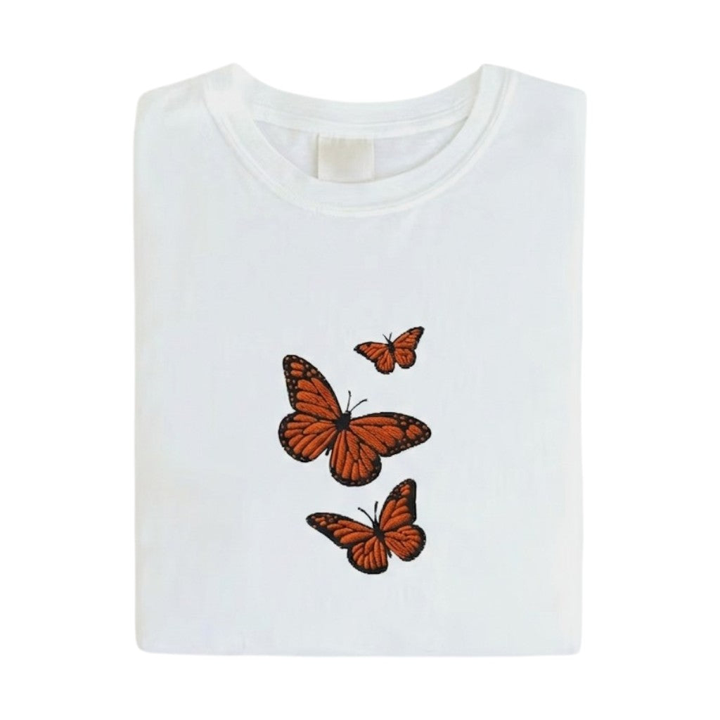 Embroidered Butterfly Shirt, Minimalist Shirt, Embroidered Tee, Embroidered Shirt, Custom Shirt, Retro Shirt