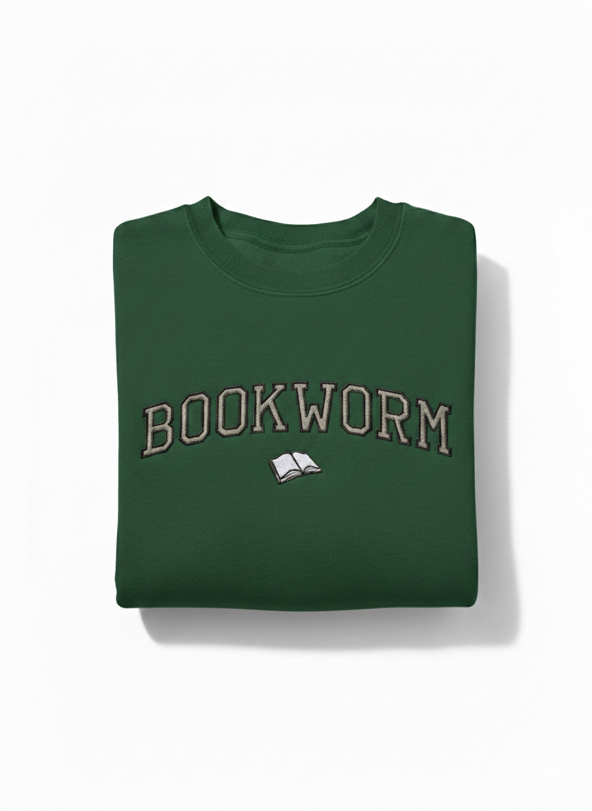 BOOKWORM EMBROIDERED SWEATSHIRT Comfort Colors Embroidered Sweatshirt Bookish Crewnecks Comfy Bookworm Sweatshirt Gifts for Book Lovers Book