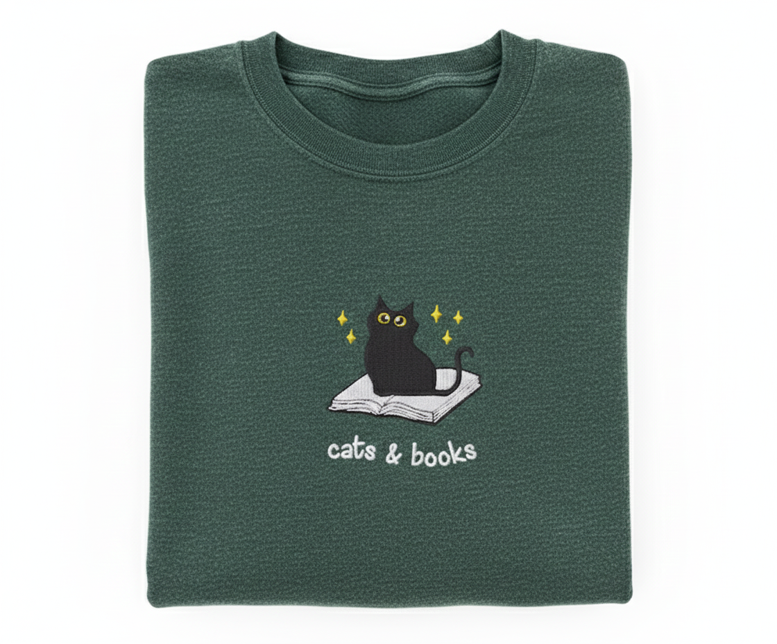 Cats and Books Sweatshirt, Book Lover Sweatshirt, Bookish Sweatshirt, Reading Sweatshirt, Gift for Cat Lover, Bookish Gift, Librarian Sweatshirt