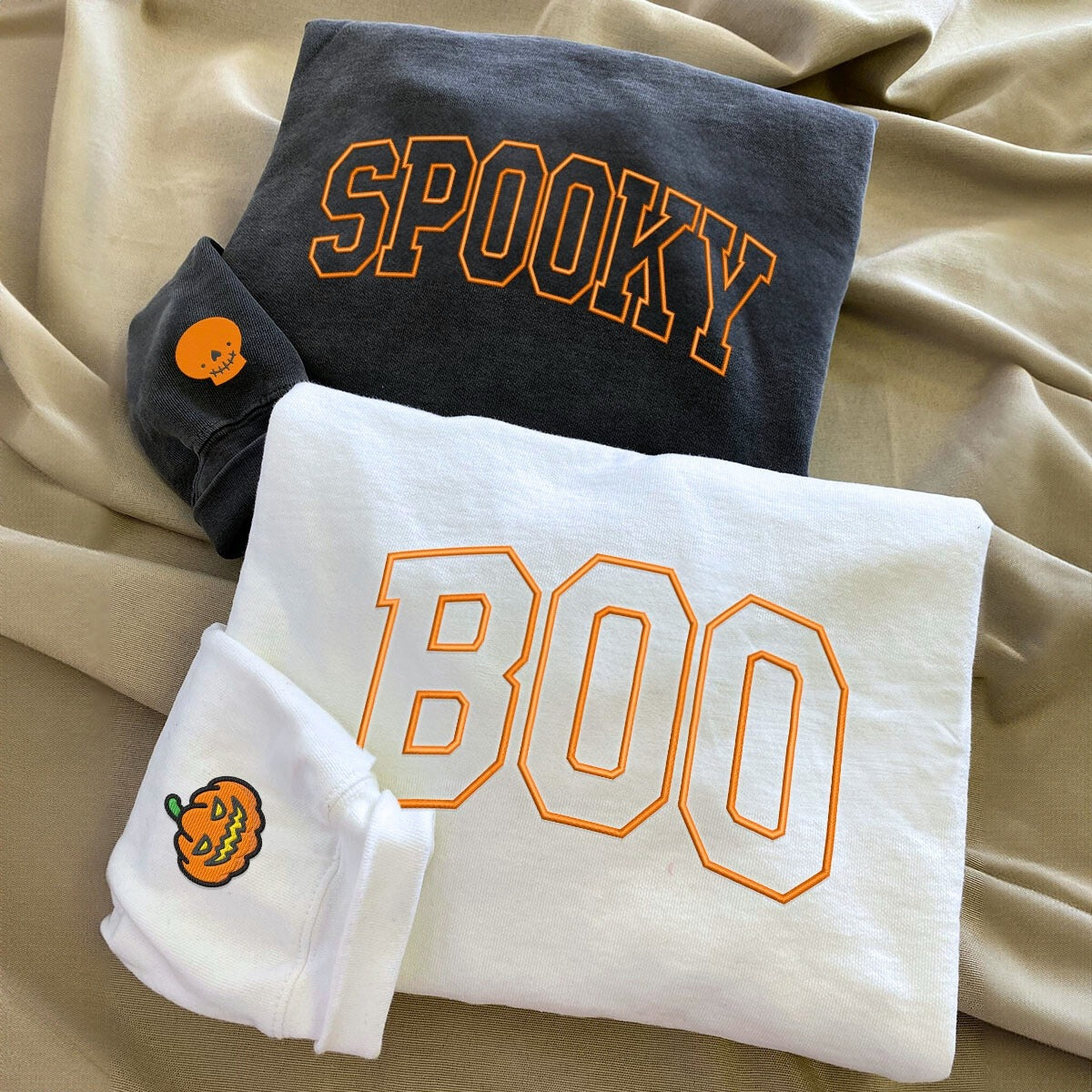 Comfort Color® Embroidered Boo Spooky Halloween Hoodies or Sweatshirt