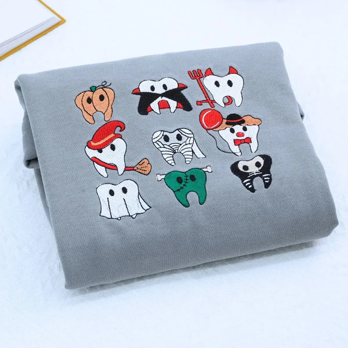 Comfort Color® Embroidered Spooky Halloween Dentist Teeth T-Shirt or Sweatshirt