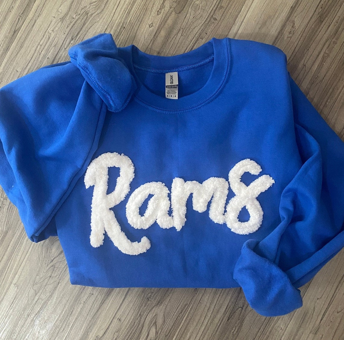 Rams Sweatshirt: Chenille Embroidered Football Team Pullover