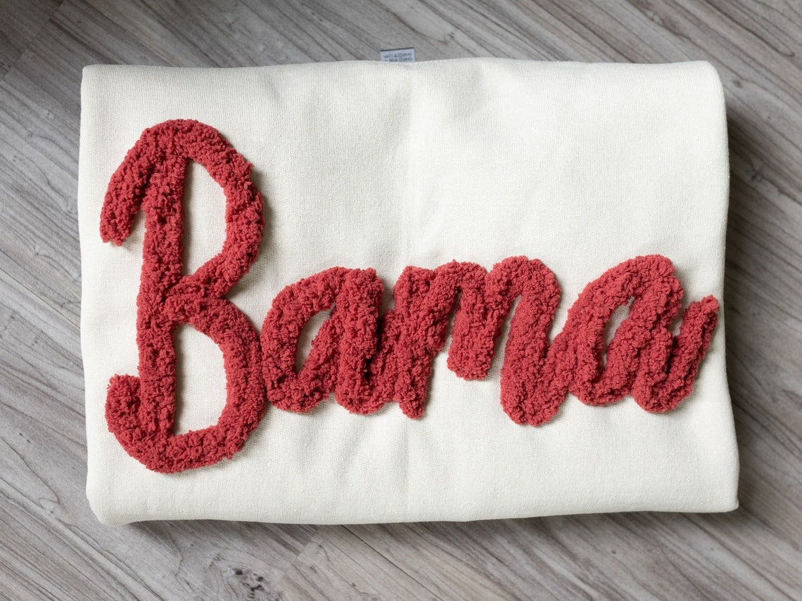 Alabama Crimson Tide Pullover: Chenille Embroidered Sweatshirt