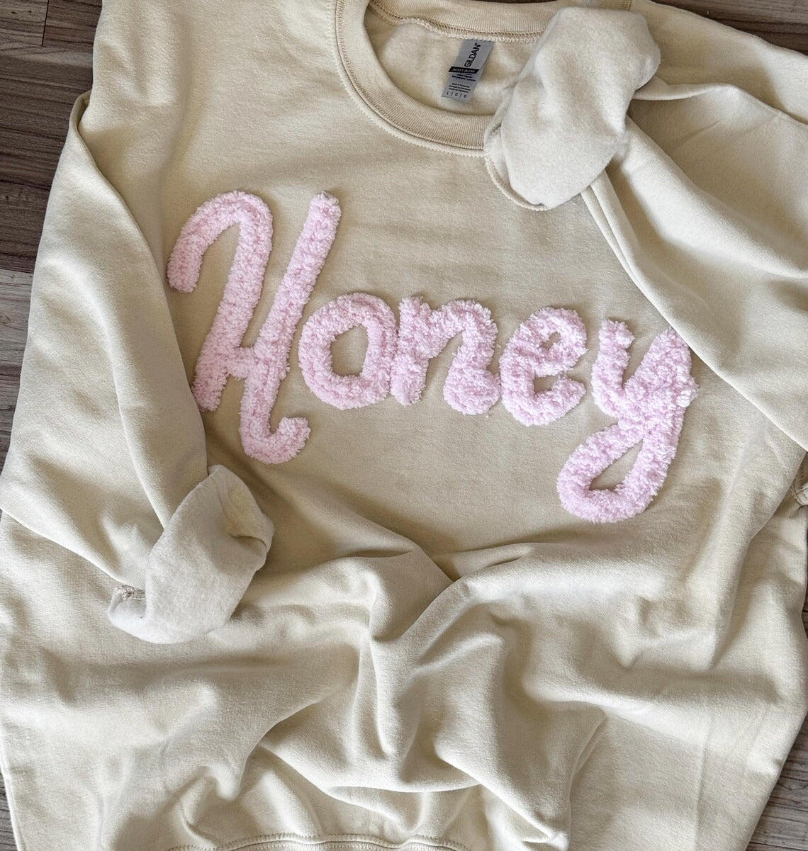 Yarn Embroidered "Honey" Sweatshirt - Personalized Chenille Pullover