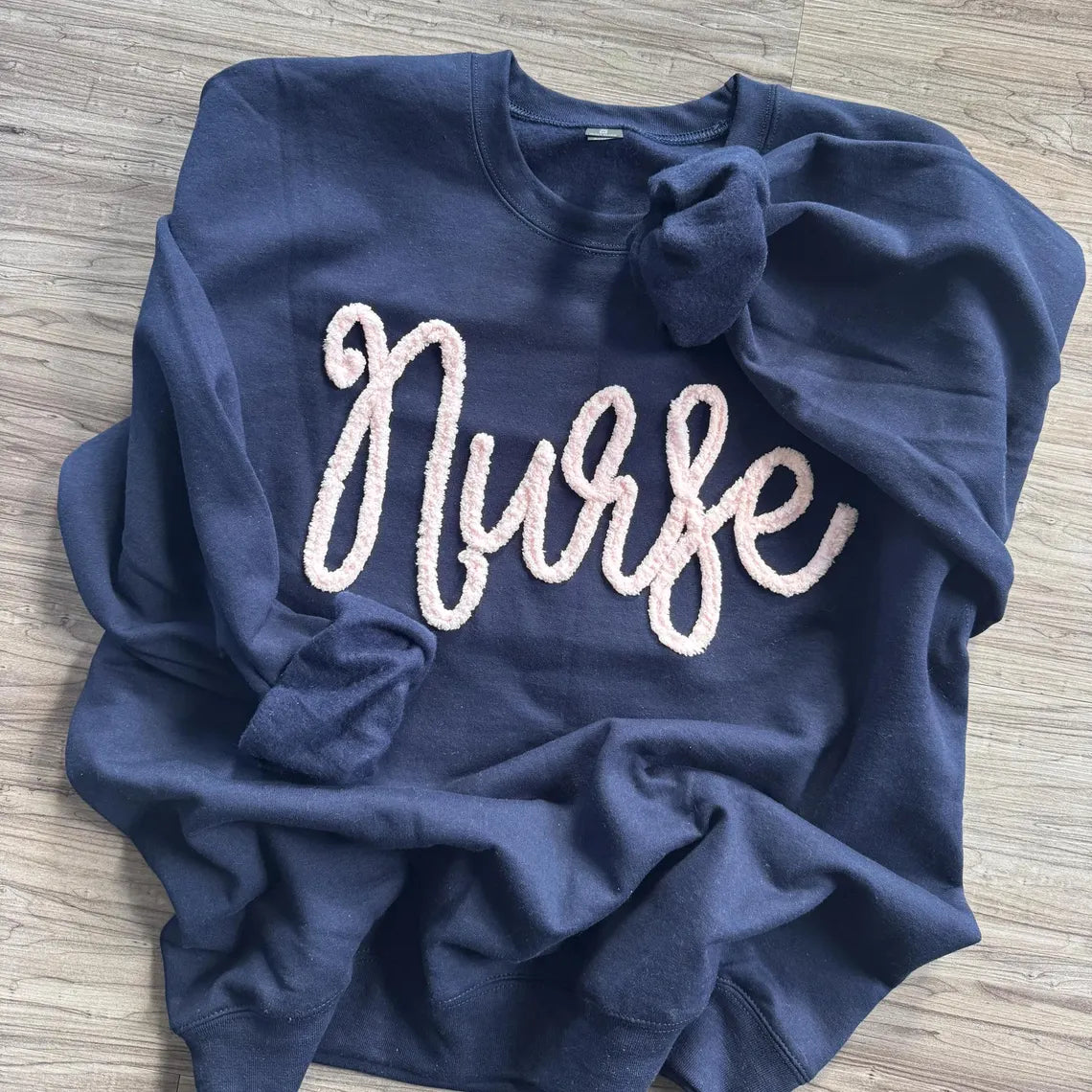 Embroidered Nurse Sweatshirt: Personalized Chenille Yarn Pullover