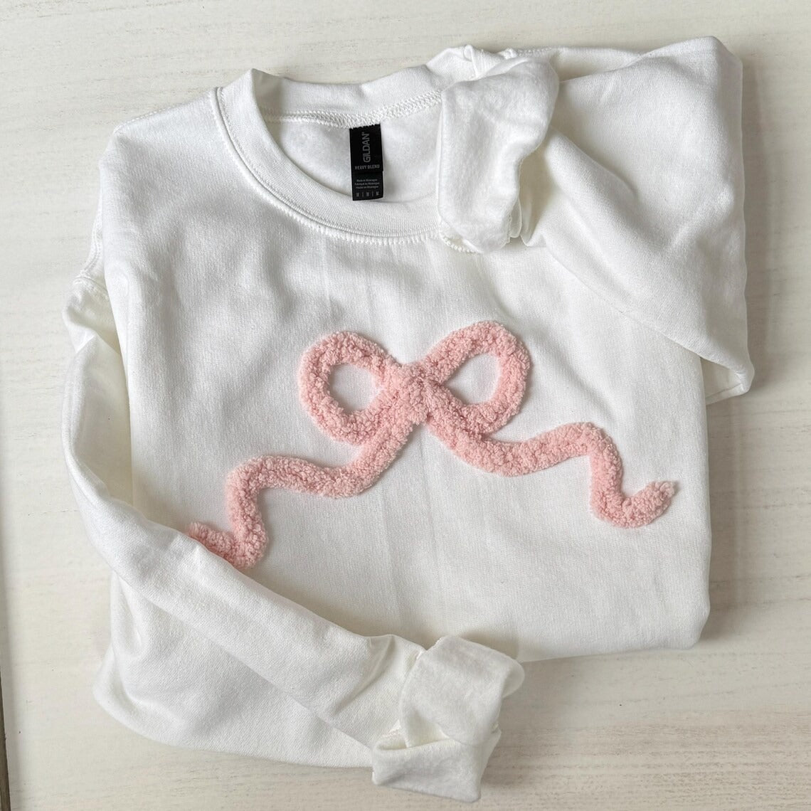 Yarn Embroidered Bow Sweatshirt: Chenille Coquette Crewneck