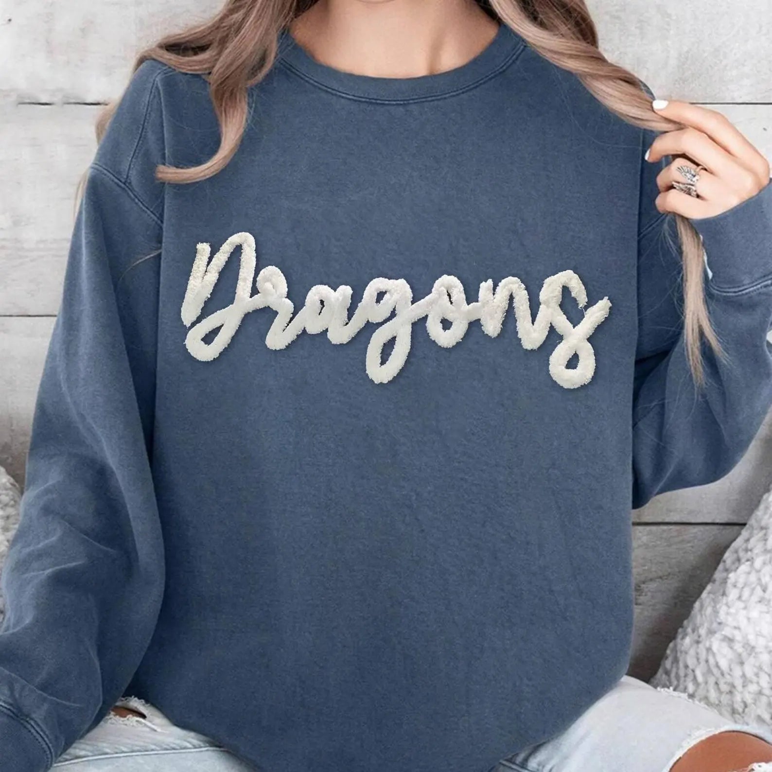 Personalized Chenille Yarn Embroidered Sweatshirts