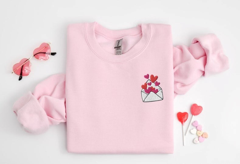Embroidered Valentines Day Sweatshirt, Heart Sweatshirt, Love Letter Shirt, Valentines Sweater, Love Shirt, Vday Shirt, Valentines Day Gift