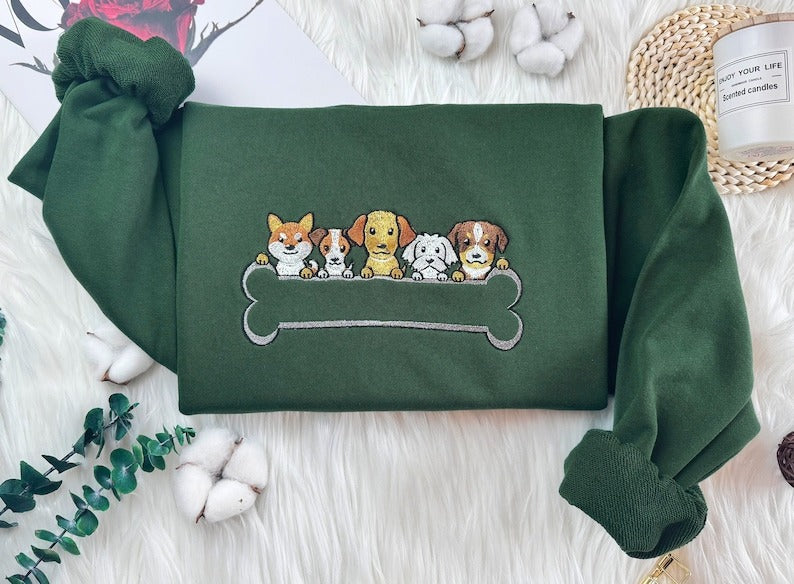 Embroidered Dog Family Sweatshirt | Custom Dog Breed Hoodie
