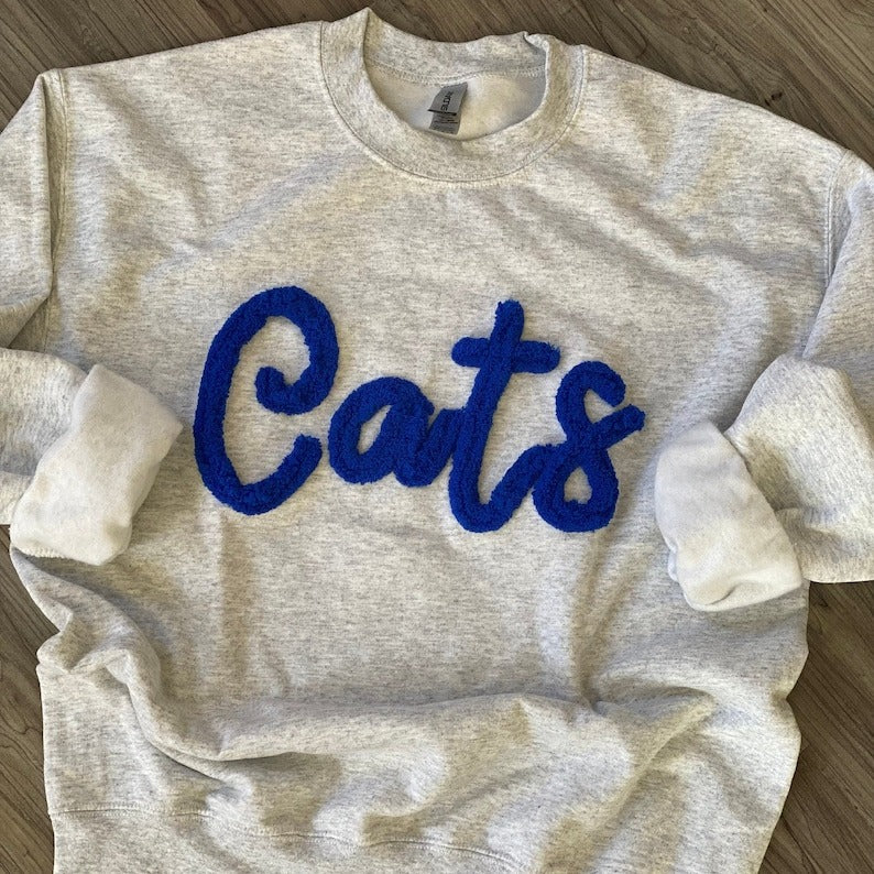 Wildcats Chenille Embroidered Sweatshirt: Oversized Team Pullover