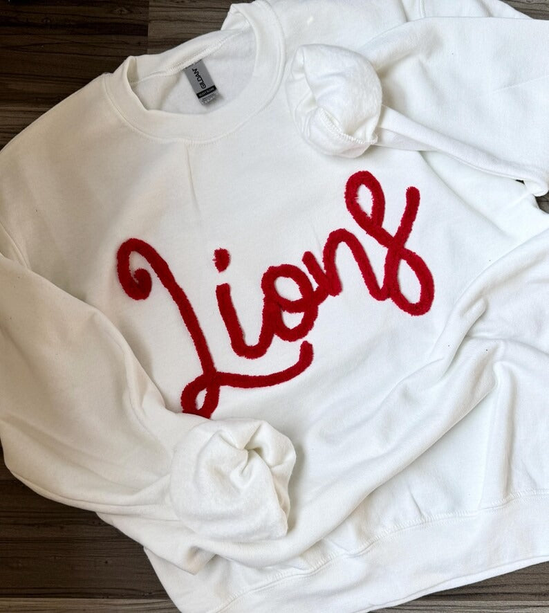 Lions Sweatshirt: Embroidered Chenille Team Spirit Shirt