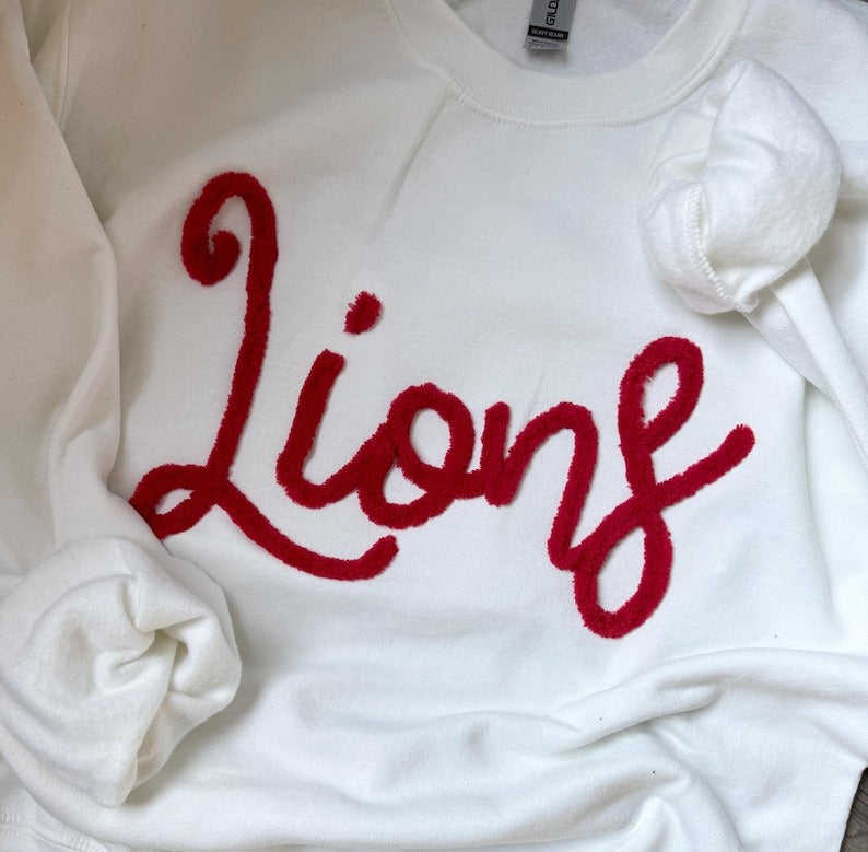 Lions Sweatshirt: Embroidered Chenille Team Spirit Shirt