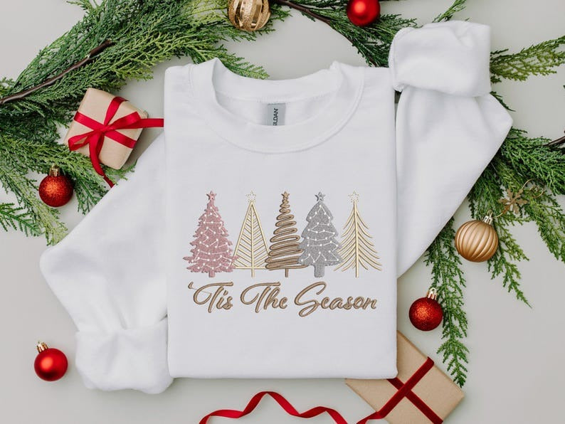 Christmas Tree Embroidered Sweatshirt, Christmas Sweatshirt , Embroidered Christmas Sweatshirt, Christmas Embroidery Sweatshirt , Sweatshirt