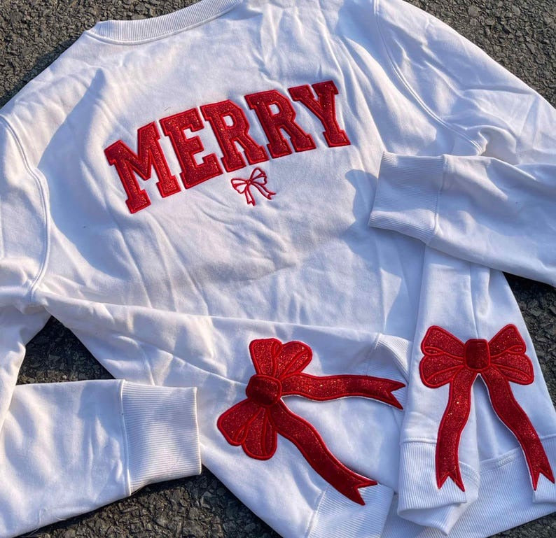 Bow Sweatshirt | Women's bow side sweatshirt | Bow Crewneck | Ribbon Bow Sweatshirt | Custom Embroidered