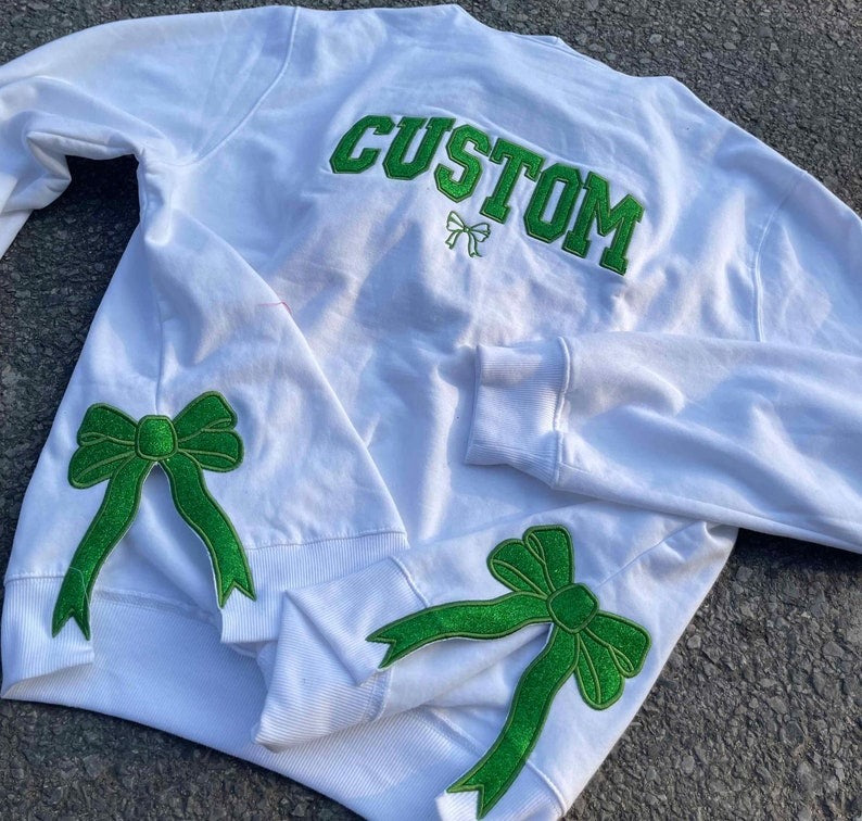Bow Sweatshirt | Women's bow side sweatshirt | Bow Crewneck | Ribbon Bow Sweatshirt | Custom Embroidered