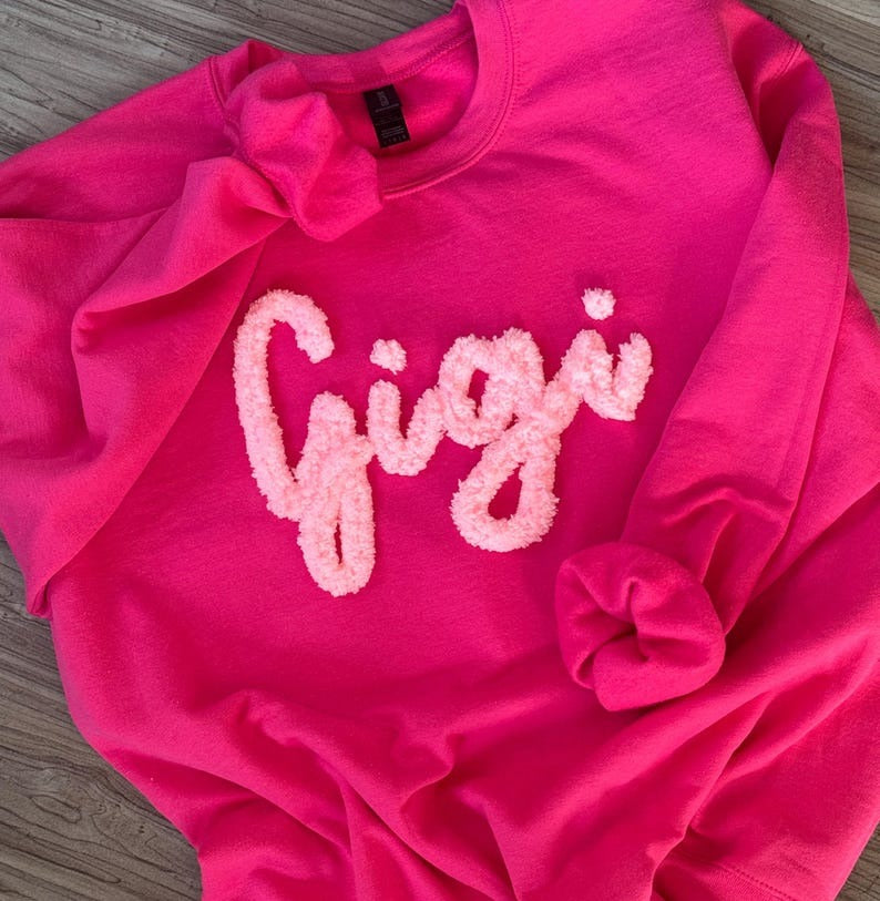 Gigi Chenille Yarn Sweatshirt: Embroidered Grandma Gift
