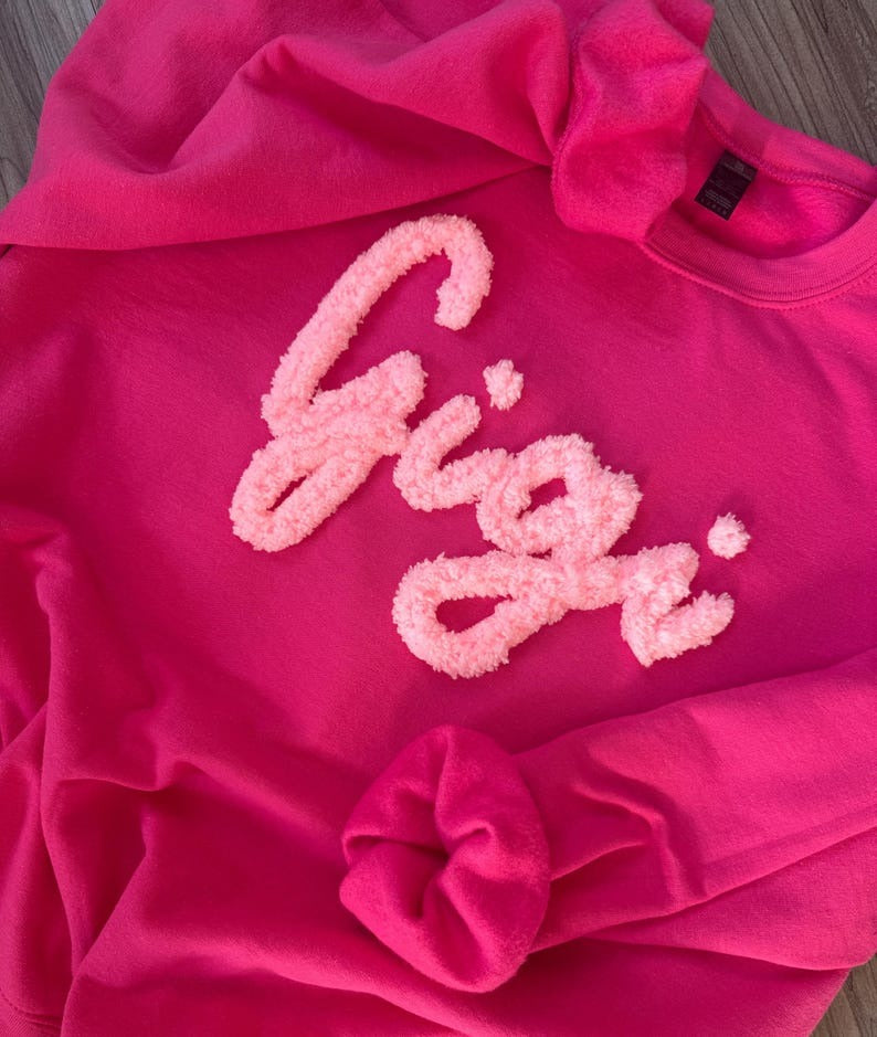 Gigi Chenille Yarn Sweatshirt: Embroidered Grandma Gift