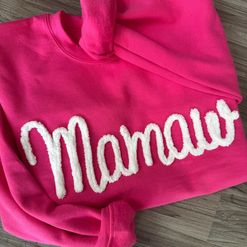 Mamaw Sweatshirt, Grandma Christmas Gift, Chenille Yarn Sweatshirt, Personalized Sweatshirt, Embroidered Mamaw Sweatshirt, Mamaw Crewneck