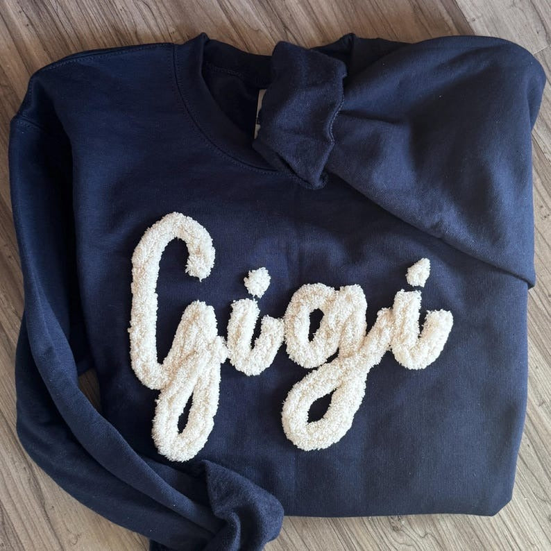GiGi Chenille Yarn Sweatshirt: Embroidered Grandma Gift