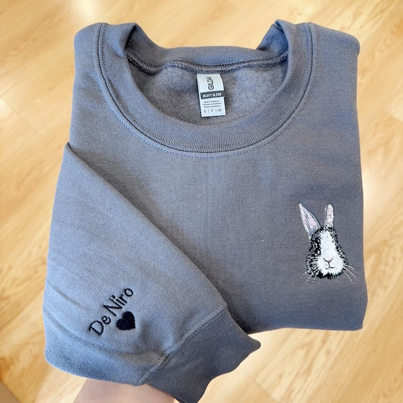 Custom Pet Embroidered Gildan Sweatshirt: Personalized Pet Portrait