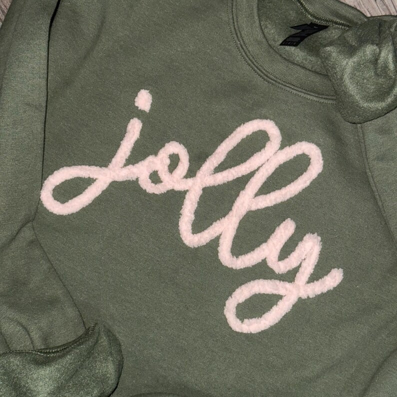 Jolly Chenille Yarn Embroidered Sweatshirt - Christmas Shirt