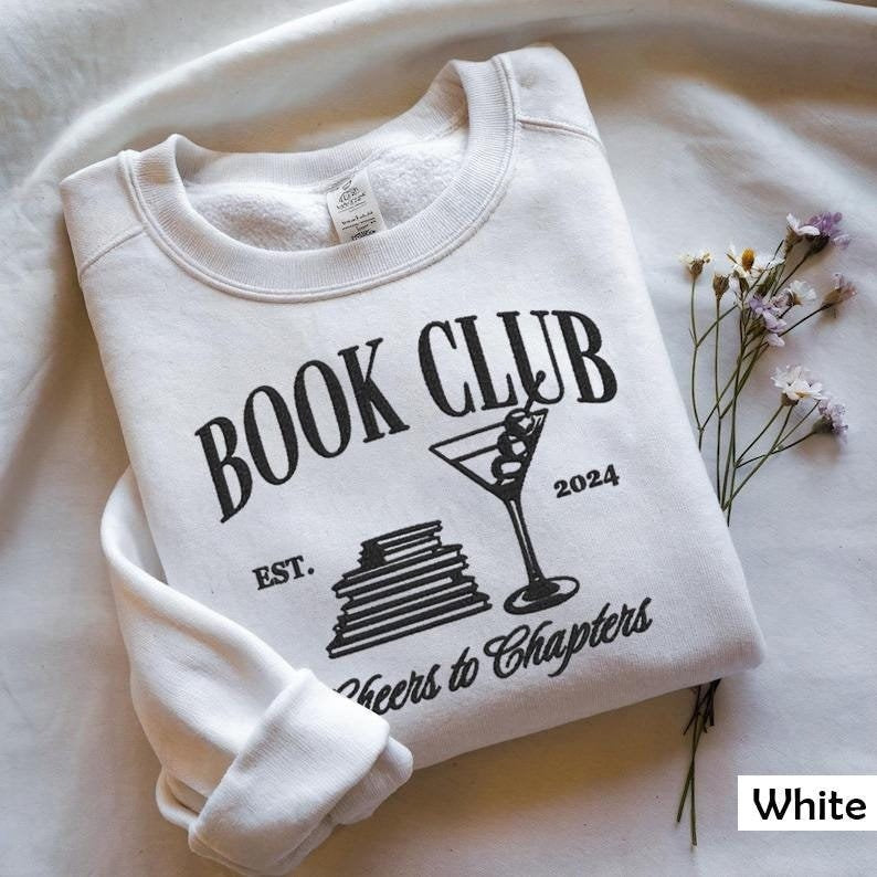 Custom Book Club Embroidered Sweatshirt, Reading Club Crewneck Sweater, Gift for Book Lover, Book Club Gift, Bookworm Sweatshirt