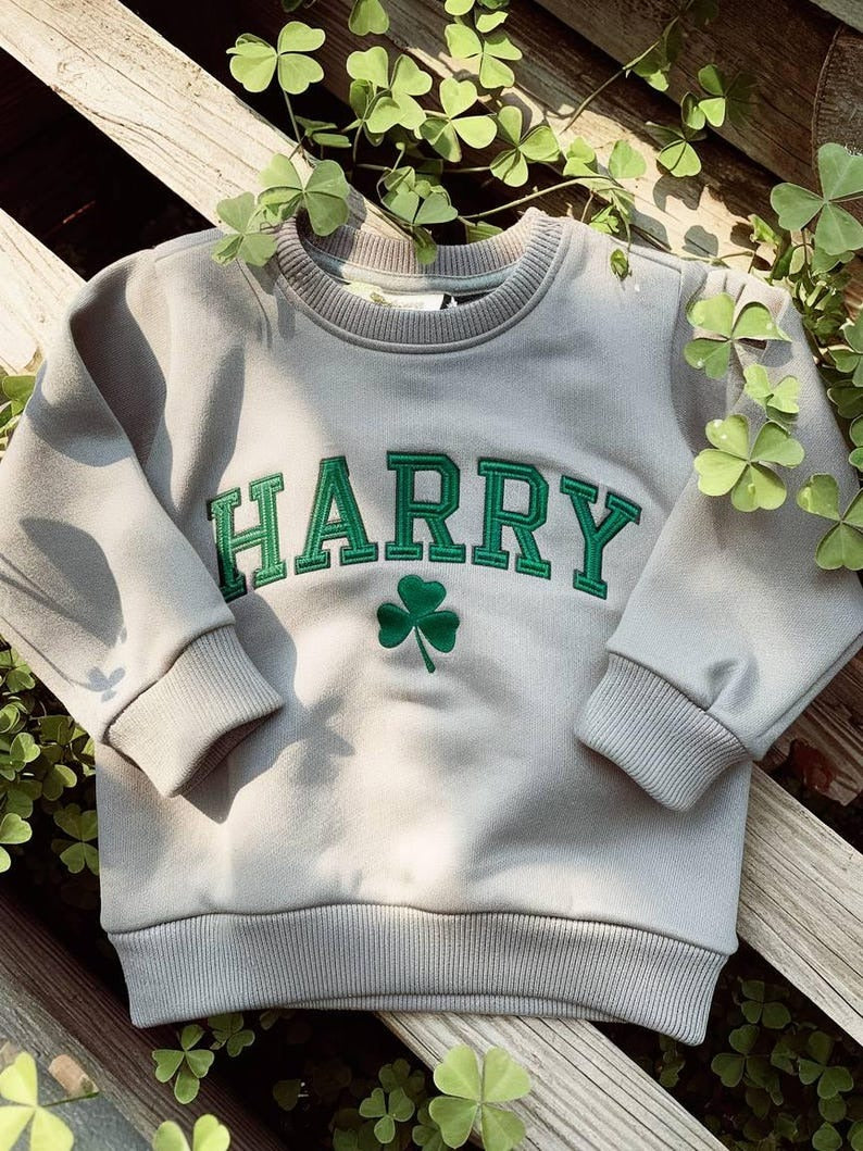 Personalized Shamrock Embroidered Sweatshirt, Personalized Name St Patrick's Day Sweatshirt, Irish Surname St Patty's Sweatshirt