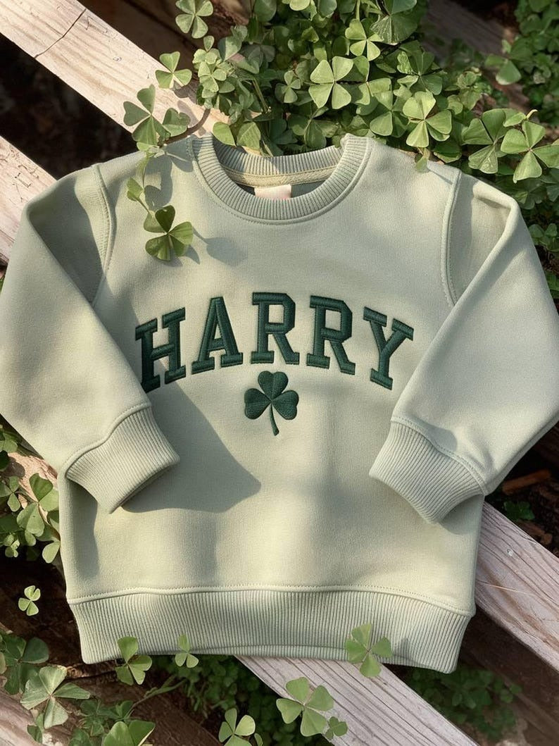 Personalized Shamrock Embroidered Sweatshirt, Personalized Name St Patrick's Day Sweatshirt, Irish Surname St Patty's Sweatshirt