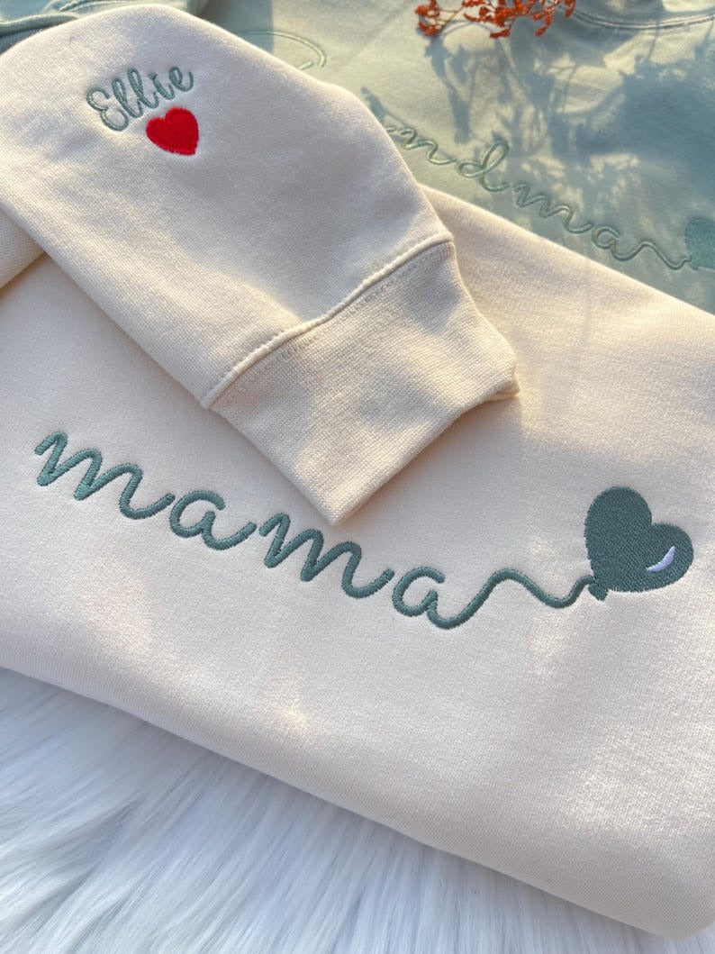 Embroidered Custom Grandma Sweatshirt With Grandkids Names On Sleeve, Personalized Granny Hoodie, Gramma Outfit, Mothers Day Gifts