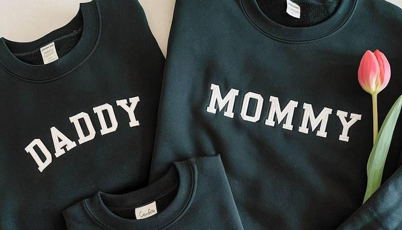 Personalized Embroidered Family Sweatshirts, Matching Holiday Outfits