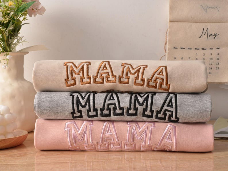 Custom Mama Sweatshirt, Kids Name on Sleeve, New Mom Hoodie, Embroidered Mama Hoodie, Personalised Mothers Day Hoodie, Mom Birthday Outfit