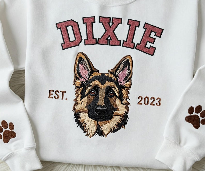Pet Embroidered Sweatshirt Using Photo, Custom Dog Sweater, Embroidered Cat Crewneck, Personalized Gift for Pet Owner, Dog Mom Gift
