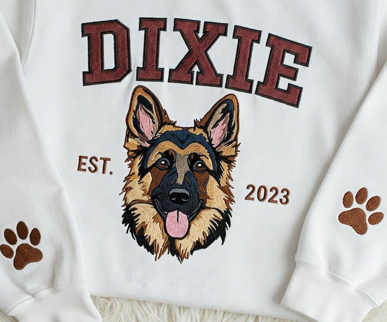 Pet Embroidered Sweatshirt Using Photo, Custom Dog Sweater, Embroidered Cat Crewneck, Personalized Gift for Pet Owner, Dog Mom Gift
