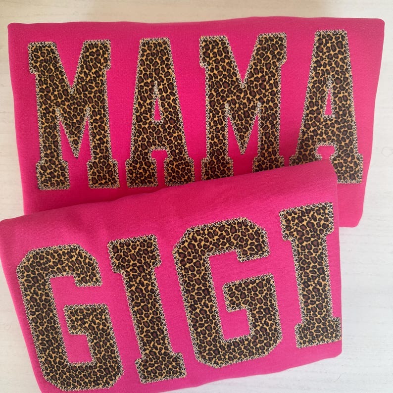 Mama Cheetah Appliqué Sweatshirt: Custom Embroidered Pullover