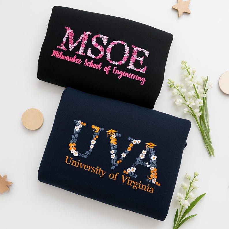 Custom College Embroidered Sweatshirt | Greek Letter Embroidered Hoodie | College University High School Shirt | Graduation Gift For Friend