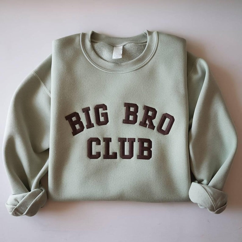 Big Bro Club Embroidered Sweatshirt, Sibling Reveal Outfit, Sibling Reveal Outfit Sweatshirt for Sibling Announcement, Gift for Baby