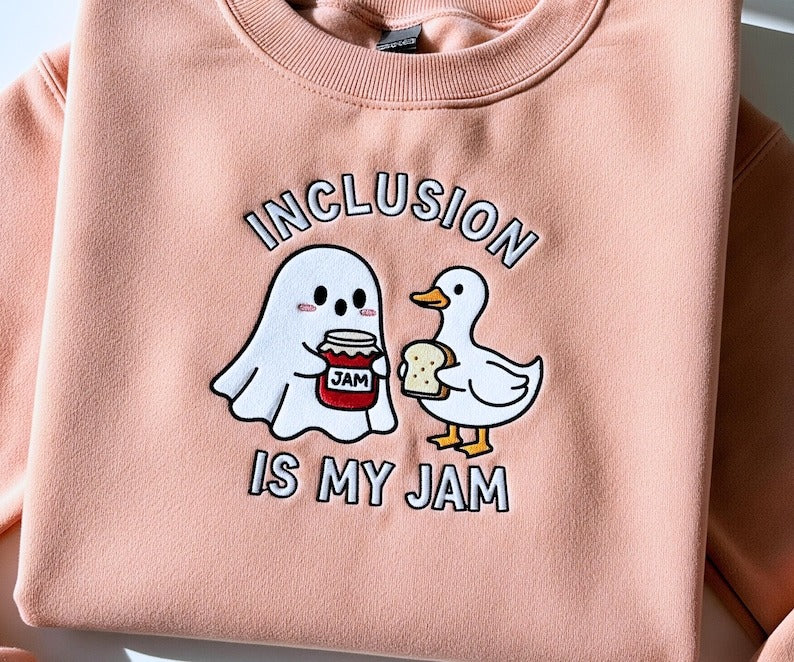 Embroidered Inclusion Is My Jam Shirt, Funny Neurodiversity Tee, Autism Awareness Gift, SPED Teacher Shirt, Equality Embroidered Tee for Educators