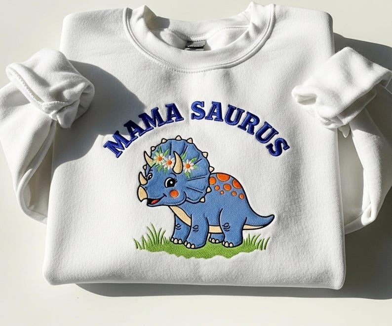 Embroidered Mama Saurus Dinosaur Sweatshirt Custom Mom EST Funny Mama Shirt Personalized Mom Gift Dinosaur Mom Birthday Gift for New Mom