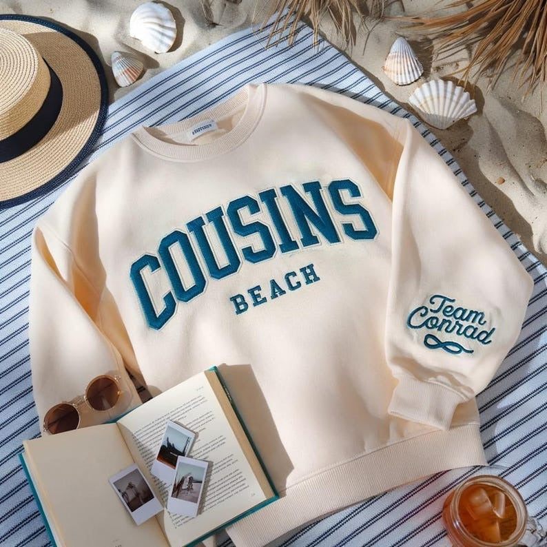Cousins Beach Embroidery Sweatshirt, Book Lover Gift, Team Conrad Shirt, Book Lover Gift, Summer Gift,Gift For Her