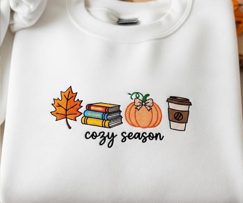 Embroidered Pumpkin Spice Latte Shirt – Fall Tee & Sweatshirt, ‘Tis The Season’, Thanksgiving Gift for Women