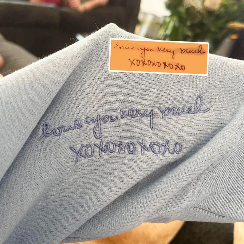 Custom Your Handwriting Embroidered Sweatshirt - Embroider Couple Message Sweater - Couple Matching Sweaters - Personalized Gift For Him Her