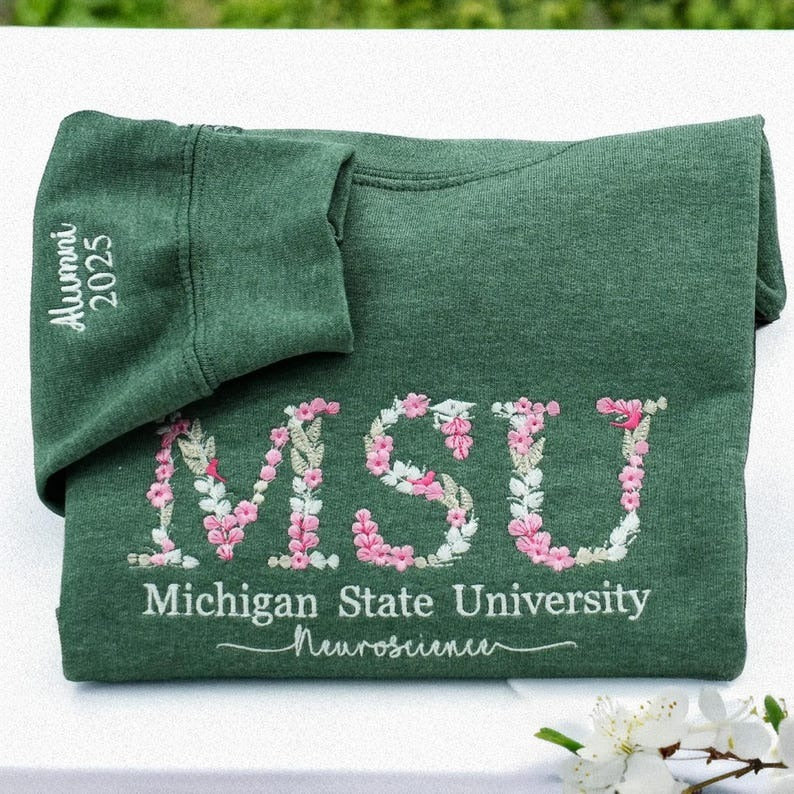 Embroidered Floral Letter Sweatshirt - Custom University Sorority Gift